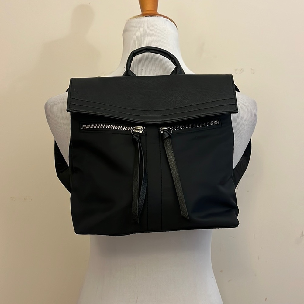 New Botkier New York Black Mini Backpack with Faux Leather Flap